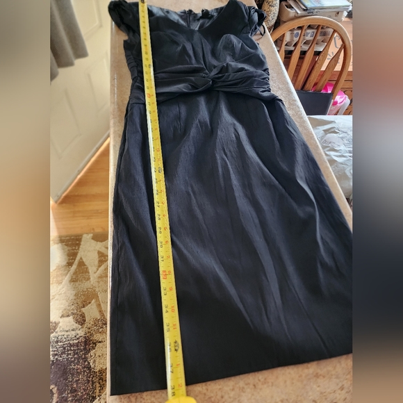 White House Black Market Black Women's Taffeta Cap Sleeves Dress Size 4 - Picture 7 of 11